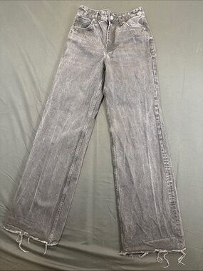 Zara Washed Black Wide-Leg Jeans Size 6 Grunge Y2K Tall Long